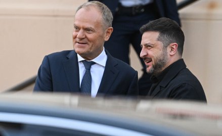Premier Donald Tusk  i prezydent Ukrainy Wołodymyr Zełenski  podczas spotkania w Lublinie, 29 lipca