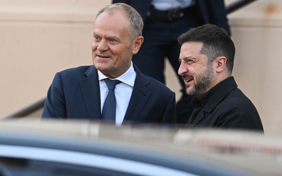 Premier Donald Tusk  i prezydent Ukrainy Wołodymyr Zełenski  podczas spotkania w Lublinie, 29 lipca