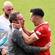 Trener Austriaków Ralf Rangnick i strzelec drugiej bramki dla rywali Polaków, Christoph Baumgartner.