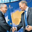 Prezydent Lech Kaczyński i premier Donald Tusk na szczycie UE w Brukseli we wrześniu 2008 r.