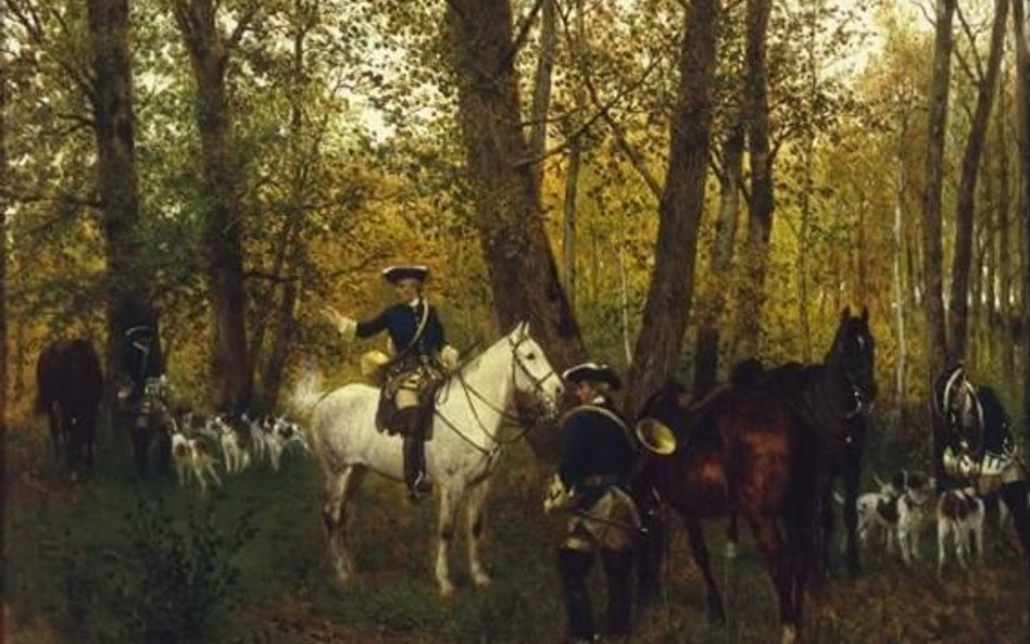 Maksymilian Gierymski, Odpoczynek na polowaniu, 1872, wł. MNK