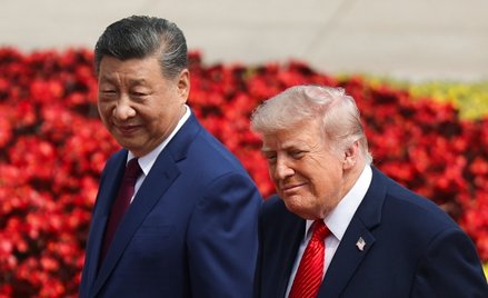 Prezydent Chin Xi Jinping i prezydent USA Donald Trump w Pekinie