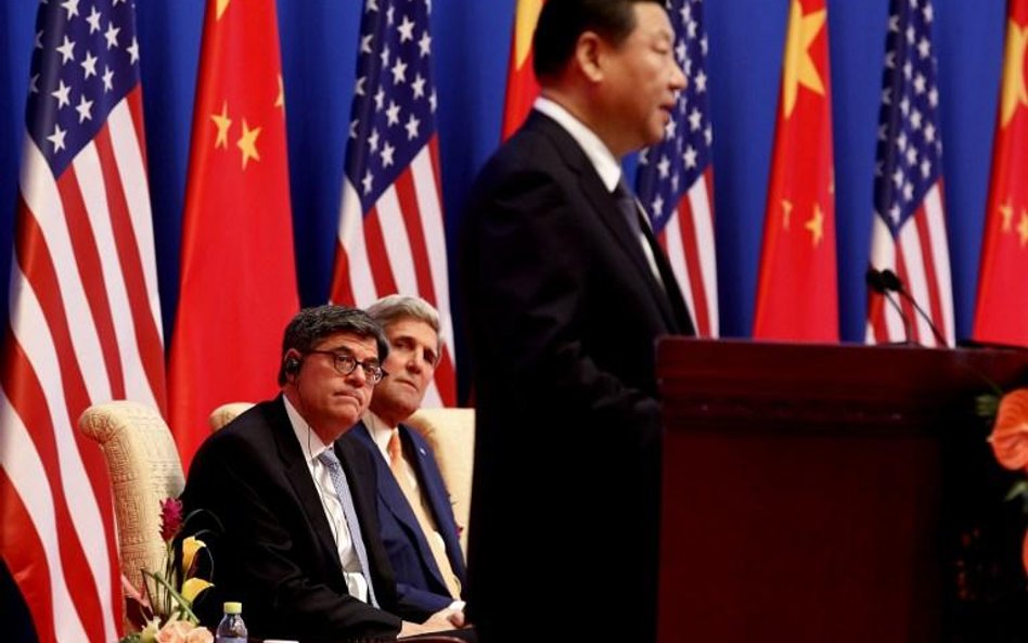 Prezydent Chin Xi Jinping podczas wystąpienia z okazji wizyty sekretarza stanu USA Johna Kerry'ego