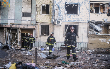 Akcja ratunkowa prowadzona w w Rejonie Swiatoszyńskim Kijowa, Ukraina