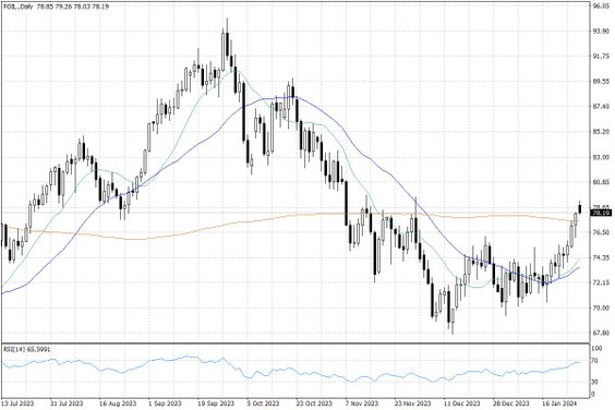 Notowania ropy naftowej WTI – dane dzienne