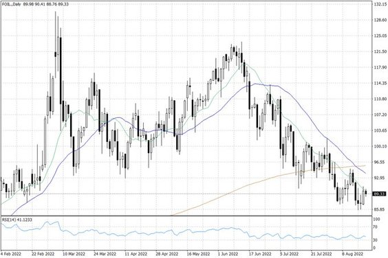 Notowania ropy naftowej WTI – dane dzienne