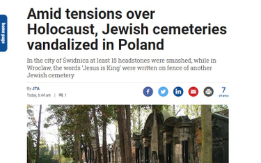 Media w Izraelu o zniszczonym cmentarzu w Polsce. To kłamstwo