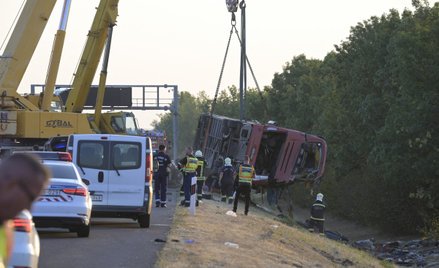 Miejsce wypadku polskiego autokaru na Węgrzech.