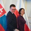 Szymon Hołownia i przewodnicząca parlamentu Czech Marketa Pekarova Adamova