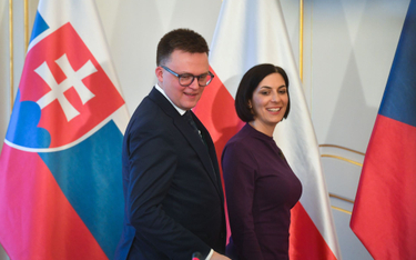 Szymon Hołownia i przewodnicząca parlamentu Czech Marketa Pekarova Adamova