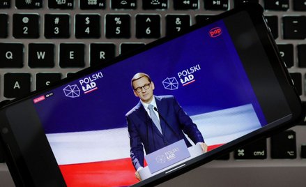 Premier Mateusz Morawiecki podczas wystąpienia w ramach konferencji "Polski Ład w podatkach i ubezpi