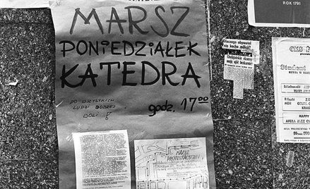 Plakat informujący o marszu protestacyjnym NZS i „Solidarności” przeciw przetrzymywaniu więźniów pol