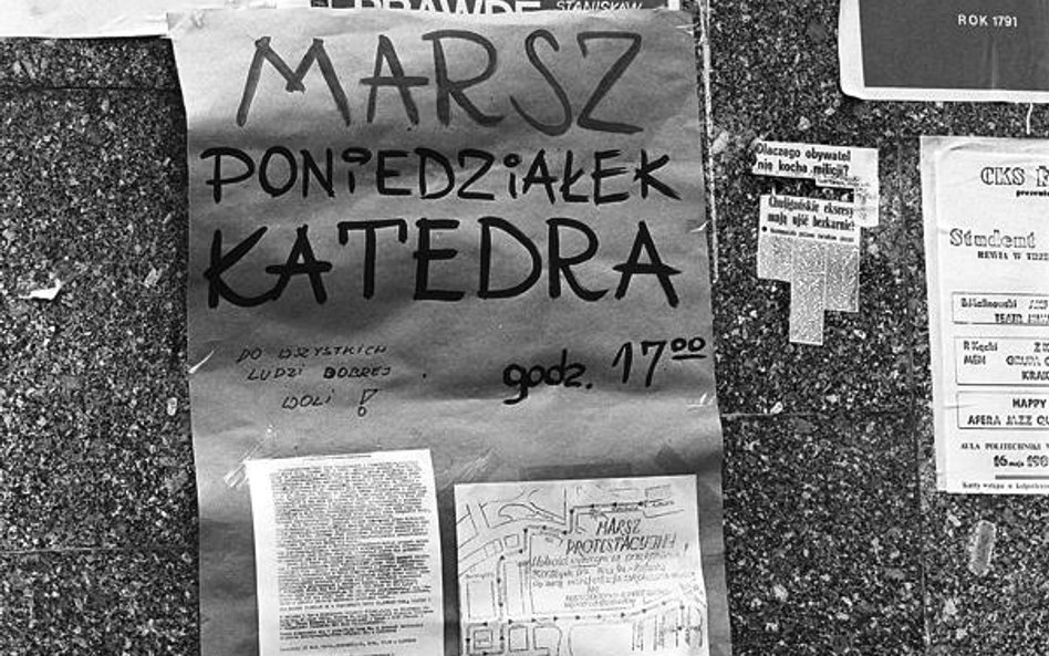 Plakat informujący o marszu protestacyjnym NZS i „Solidarności” przeciw przetrzymywaniu więźniów pol