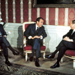 Wizyta prezydenta USA Richarda Nixona (w środku) w Austrii. W rozmowie z kanclerzem Austrii Bruno Kr
