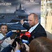Prezes zarządu PGZ Stoczni Wojennej Marcin Ryngwelski na terenie Stoczni Wulkan w Szczecinie
