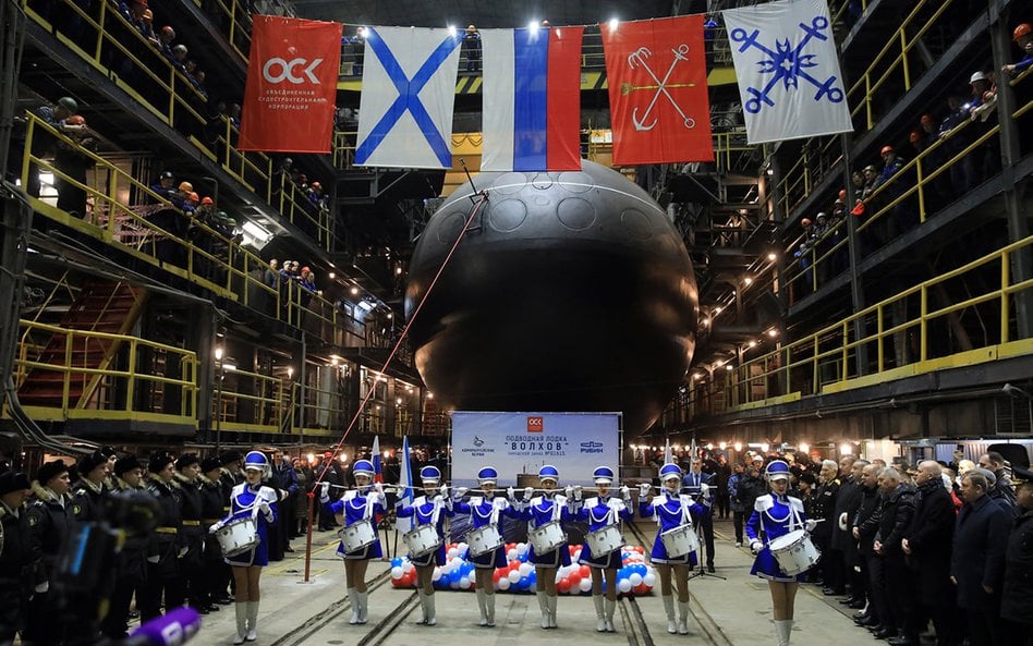 Okręt podwodny B-603 Wołchow tuż przed wodowaniem. Fot./Stocznia Admiralicji.