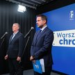 Minister spraw wewnętrznych i administracji Tomasz Siemoniak i prezydent Warszawy Rafał Trzaskowski