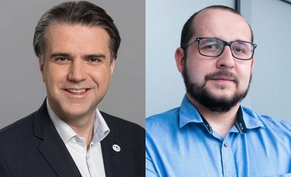 Jędrzej Kowalewski, prezes Scanway (z lewej) i Grzegorz Brona, prezes Creotech Instruments. Fot. Mar