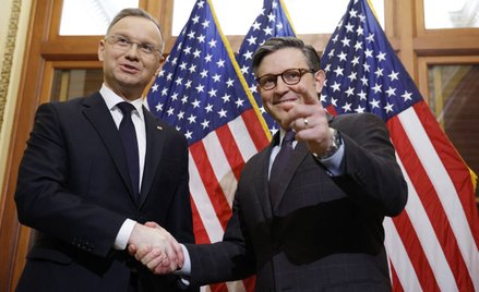 Prezydent Andrzej Duda i spiker Izby Reprezentantów Mike Johnson