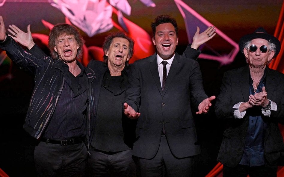 The Rolling Stones’2023, czyli Mick Jagger, Ronnie Wood i Keith Richards podczas konferencji z Jimmy