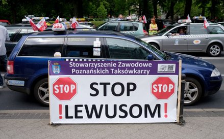 Protest taksówkarzy w Poznaniu