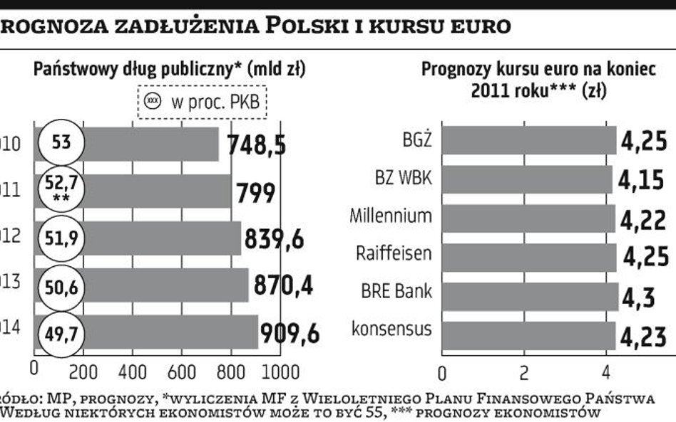 Do 4,5 zł za euro dług niegroźny