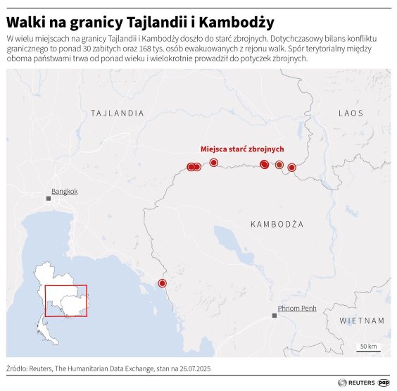 Miejsca starć na granicy Tajlandii i Kambodży