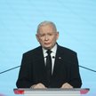 Prezes Prawa i Sprawiedliwości Jarosław Kaczyński podczas konferencji prasowej w siedzibie Prawa i S