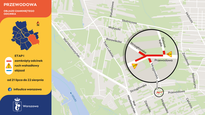 Objazd zamkniętego odcinka ul. Przewodowej – etap 1