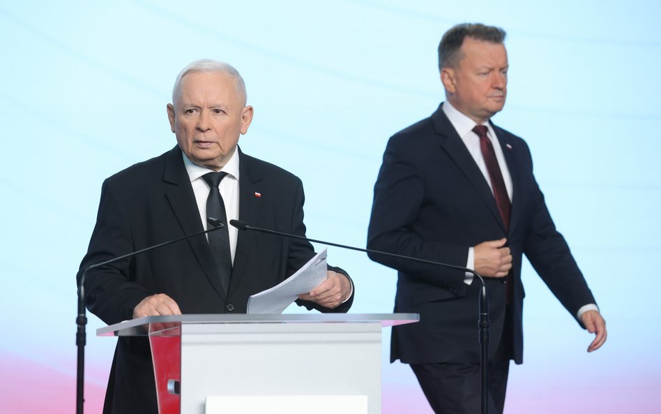 Prezes PiS Jarosław Kaczyński i szef Klubu Parlamentarnego PiS Mariusz Błaszczak.