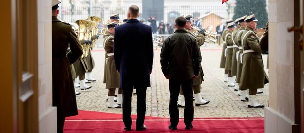 Karol Nawrocki i Wołodymyr Zełenski podczas wizyty prezydenta Ukrainy w Warszawie w grudniu 2025 r.