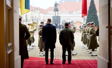 Karol Nawrocki i Wołodymyr Zełenski podczas wizyty prezydenta Ukrainy w Warszawie w grudniu 2025 r.