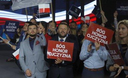 Obrona wartości pociąga silnych, młodych mężczyzn. Na zdjęciu konwencja programowa Konfederacji, 21 