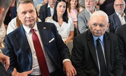 Wiceprezes PiS Przemysław Czarnek i prezes PiS Jarosław Kaczyński