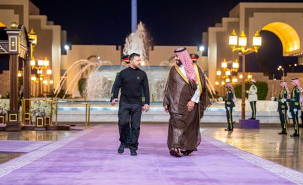 Prezydent Ukrainy Wołodymyr Zełenski z następcą tronu Arabii Saudyjskiej Mohammedem bin Salmanem pod