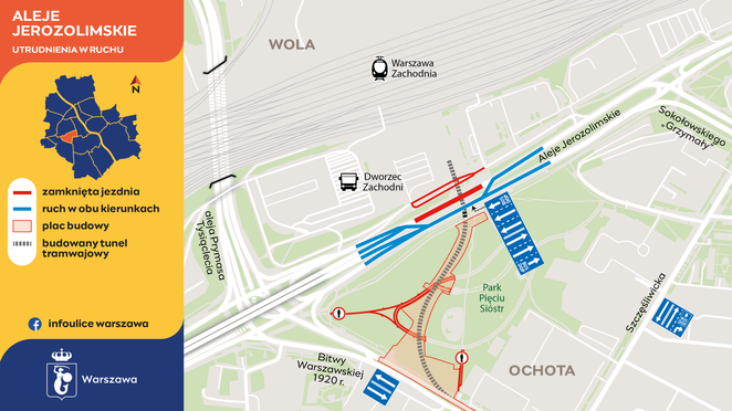 Kierowcy wrócą na nitkę Alej Jerozolimskich zazwyczaj prowadzącą do centrum, a zamknięta będzie ta w