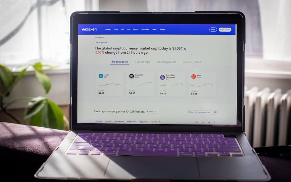 Strona internetowa Kraken z cenami kryptowalut