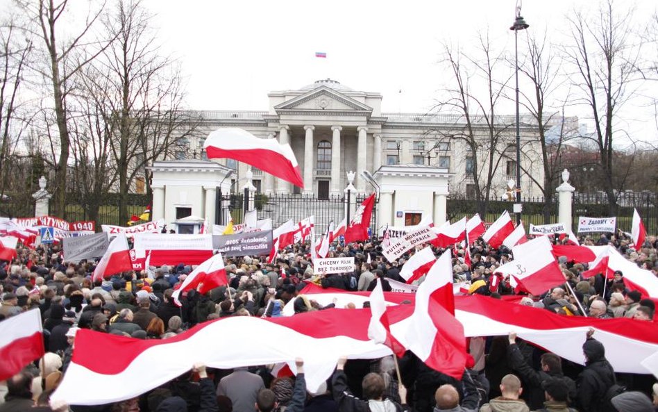 Protest pod ambasadą Rosji w Warszawie