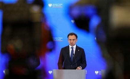 Minister finansów i gospodarki Andrzej Domański na konferencji prasowej po posiedzeniu Rady Ministró