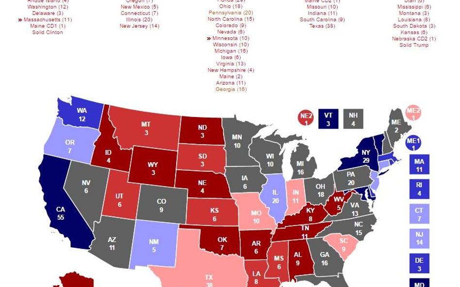 Mapa elektorów – źródło: RealClearPolitics.com