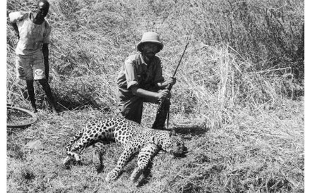 Rodezja 1934r., Podróżnik z upolowanym przez siebie lampartem