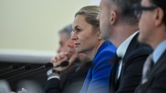 Ministra edukacji Barbara Nowacka na posiedzeniu rządu