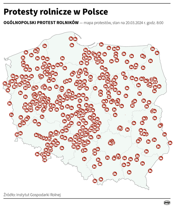 Mapa rolniczych protestów
