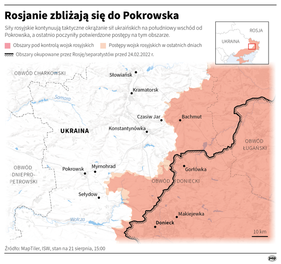Rosjanie zbliżają się do Pokrowska