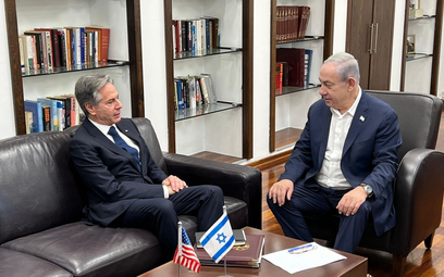 Antony Blinken podczas rozmów z Benjaminem Netanyahu