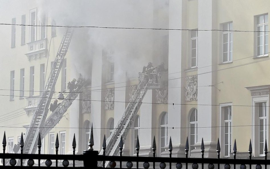 Pożar w gmachu ministerstwa obrony w centrum Moskwy