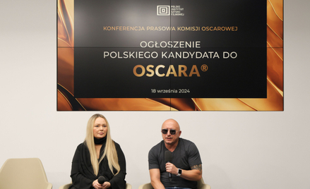 Producenci filmu "Pod wulkanem" Agnieszka Jastrzębska i Mikołaj Lizut na konferencji prasowej Komisj