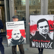 Protest białoruskich opozycjonistów  pod biurem Parlamentu Europejskiego w Warszawie.