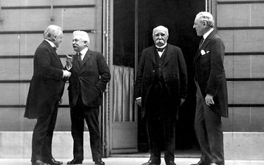Tzw. wielka czwórka konferencji pokojowej w Paryżu, 1919 r. Od lewej: David Lloyd George, Vittorio E