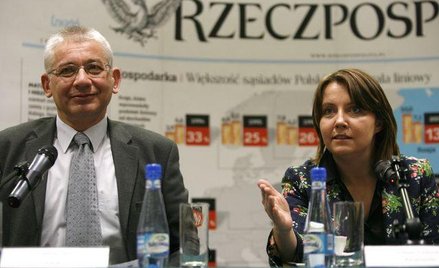 Ludwik Dorn i Joanna Lichocka podczas debaty w "Rz"